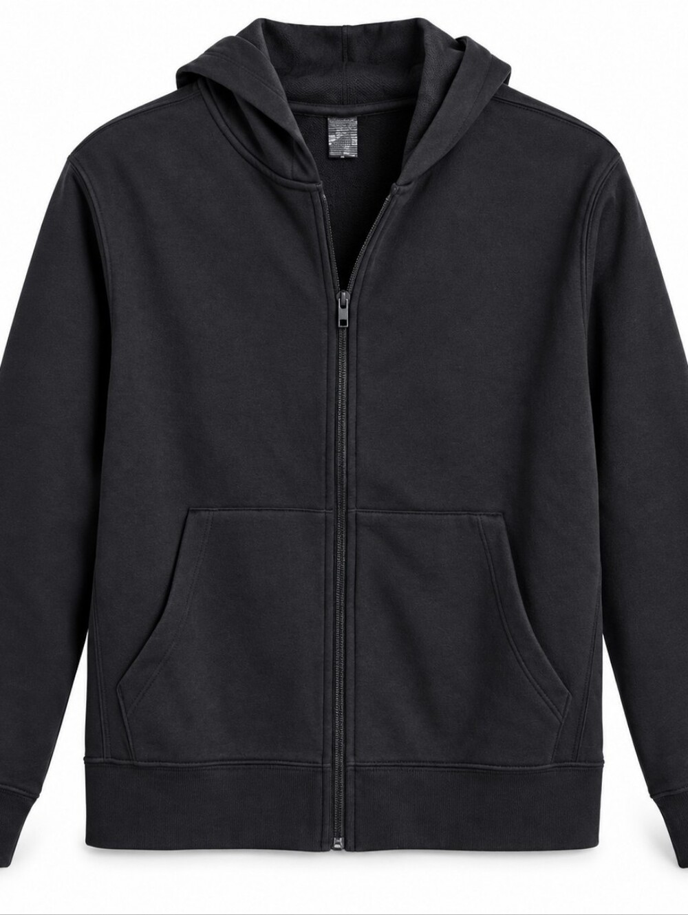 All in Motion Black Fleece Full Zip Hoodie Medium Athleisure Minimalist Contempo